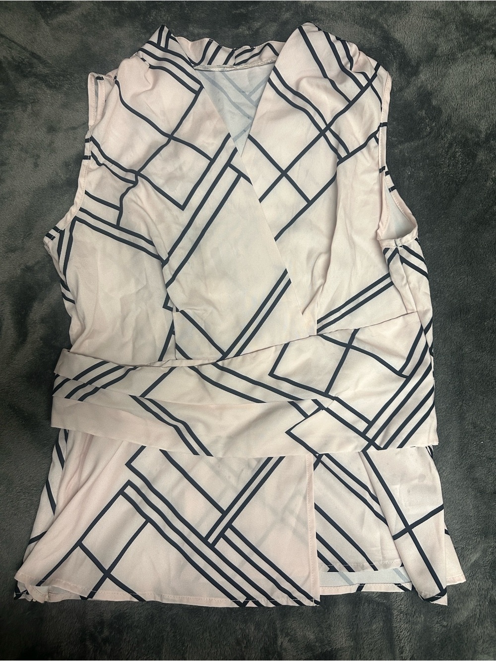 Summer Geometric Print Pleated Casual Blouse
